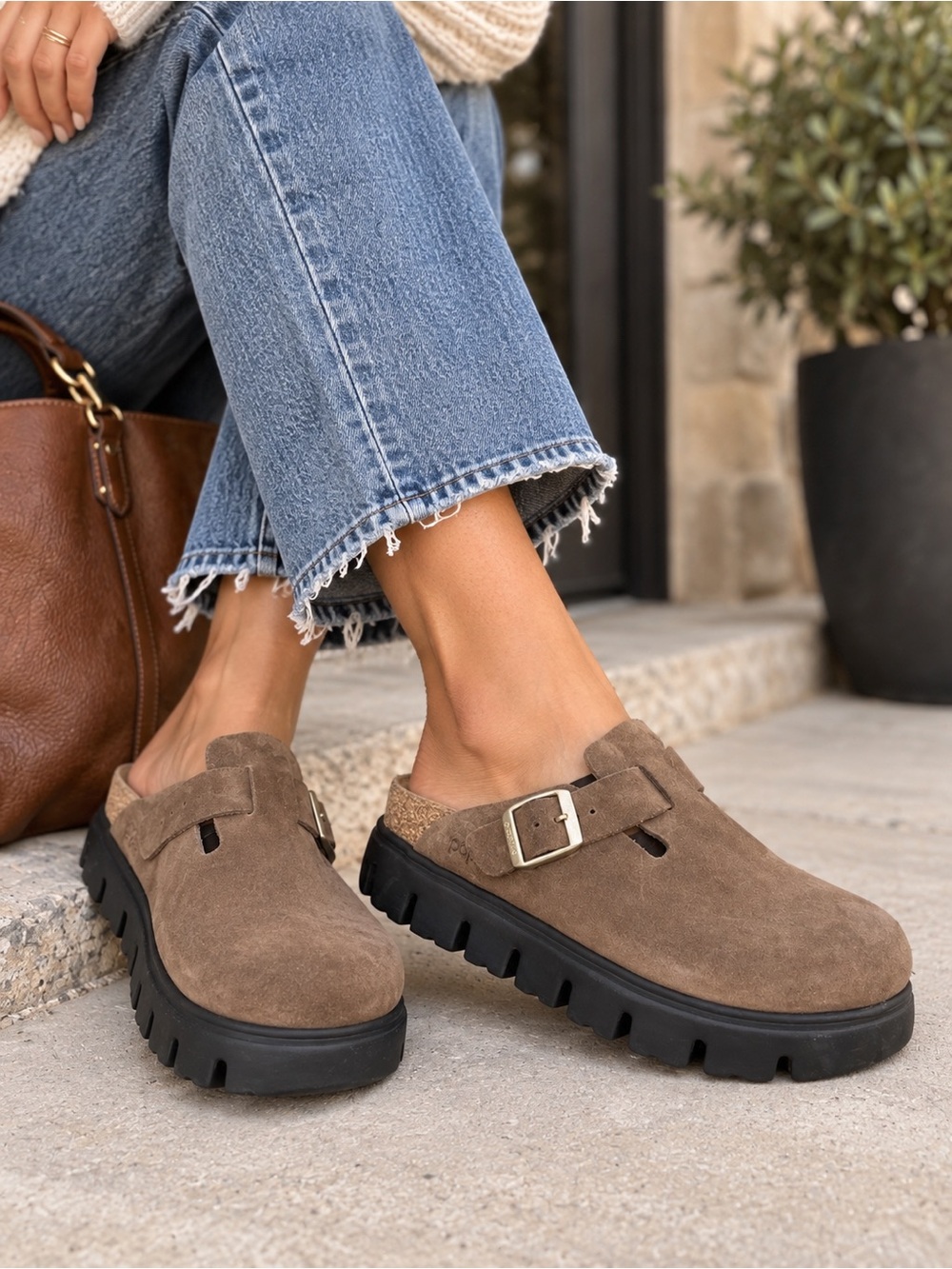 Birkenstock Papillio platform Boston Chunky Suede Platform Clogs 40 US 9